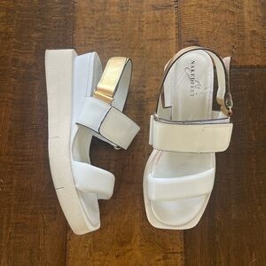 Naked Feet Paradox Leather Wedge Sandals in the "Chamois" colorway Size 8